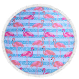 Flamingo flower palm leave mandala microfiber large round beach towel with tassel watermelon bath towel for adults quick dry