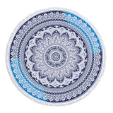 Colorful Geometric Indian Circle Round Mandala Beach Towel Microfiber Tassel Large Beach Blanket Mandala 150cm Diameter Yoga Mat