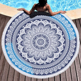 Colorful Geometric Indian Circle Round Mandala Beach Towel Microfiber Tassel Large Beach Blanket Mandala 150cm Diameter Yoga Mat