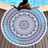 Colorful Geometric Indian Circle Round Mandala Beach Towel Microfiber Tassel Large Beach Blanket Mandala 150cm Diameter Yoga Mat