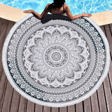 Colorful Geometric Indian Circle Round Mandala Beach Towel Microfiber Tassel Large Beach Blanket Mandala 150cm Diameter Yoga Mat