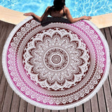 Colorful Geometric Indian Circle Round Mandala Beach Towel Microfiber Tassel Large Beach Blanket Mandala 150cm Diameter Yoga Mat