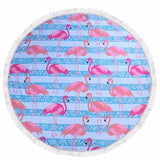 150cm Bath Round Beach Towel Flamingos Love Microfiber Large Roundie Beach Mat Blanket  Tassel Bohemian Serviette De Plage