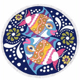 150cm Bath Round Beach Towel Flamingos Love Microfiber Large Roundie Beach Mat Blanket  Tassel Bohemian Serviette De Plage