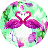 150cm Bath Round Beach Towel Flamingos Love Microfiber Large Roundie Beach Mat Blanket  Tassel Bohemian Serviette De Plage