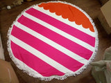 Sunbathe Printed Stripe Sea Wave Anchor Big Large Microfiber Towel Beach Round Bath Towels For Adults Tassel Serviette De Plage