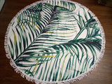 Printed Summer Sunbath Cactus Banana Tree Leaves Flower Round Beach Towel Microfiber Large Big Bath Towel Serviette De Plage