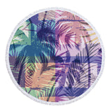 Summer Palm Tree Leaf Banana Printed Large Big Microfiber Beach Towel Round With Tassels Beach Mat Diameter 150cm Drap De Plage