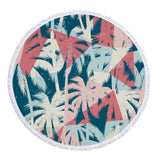 Summer Palm Tree Leaf Banana Printed Large Big Microfiber Beach Towel Round With Tassels Beach Mat Diameter 150cm Drap De Plage