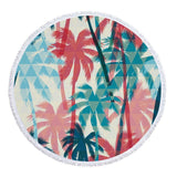 Summer Palm Tree Leaf Banana Printed Large Big Microfiber Beach Towel Round With Tassels Beach Mat Diameter 150cm Drap De Plage