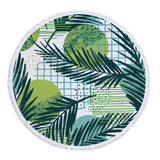 Summer Palm Tree Leaf Banana Printed Large Big Microfiber Beach Towel Round With Tassels Beach Mat Diameter 150cm Drap De Plage