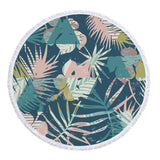 Summer Palm Tree Leaf Banana Printed Large Big Microfiber Beach Towel Round With Tassels Beach Mat Diameter 150cm Drap De Plage