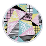 Summer Palm Tree Leaf Banana Printed Large Big Microfiber Beach Towel Round With Tassels Beach Mat Diameter 150cm Drap De Plage