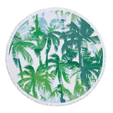 Summer Palm Tree Leaf Banana Printed Large Big Microfiber Beach Towel Round With Tassels Beach Mat Diameter 150cm Drap De Plage