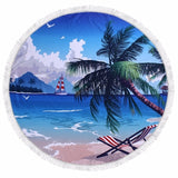 Summer Palm Banana Tree Leaves Bath Microfiber Round Beach Towel Large Picnic Beach Mats Serviette De Plage Diameter 150cm