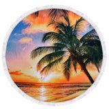 Summer Palm Banana Tree Leaves Bath Microfiber Round Beach Towel Large Picnic Beach Mats Serviette De Plage Diameter 150cm