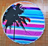 Summer Palm Banana Tree Leaves Bath Microfiber Round Beach Towel Large Picnic Beach Mats Serviette De Plage Diameter 150cm
