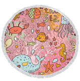 Cute Cartoon Sea Animal Fish Dolphin Thick Terry Cloth Microfiber Round Beach Towel Serviette De Plage Bain Toalla Microfibra