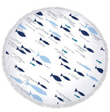 Cute Cartoon Sea Animal Fish Dolphin Thick Terry Cloth Microfiber Round Beach Towel Serviette De Plage Bain Toalla Microfibra