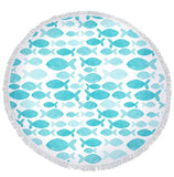 Cute Cartoon Sea Animal Fish Dolphin Thick Terry Cloth Microfiber Round Beach Towel Serviette De Plage Bain Toalla Microfibra
