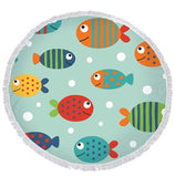 Cute Cartoon Sea Animal Fish Dolphin Thick Terry Cloth Microfiber Round Beach Towel Serviette De Plage Bain Toalla Microfibra