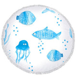 Cute Cartoon Sea Animal Fish Dolphin Thick Terry Cloth Microfiber Round Beach Towel Serviette De Plage Bain Toalla Microfibra