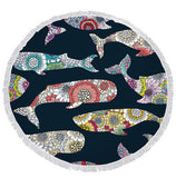 Cute Cartoon Sea Animal Fish Dolphin Thick Terry Cloth Microfiber Round Beach Towel Serviette De Plage Bain Toalla Microfibra