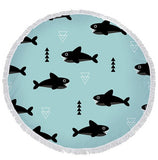 Cute Cartoon Sea Animal Fish Dolphin Thick Terry Cloth Microfiber Round Beach Towel Serviette De Plage Bain Toalla Microfibra
