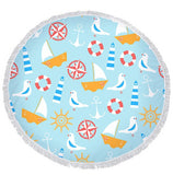 Cute Cartoon Sea Animal Fish Dolphin Thick Terry Cloth Microfiber Round Beach Towel Serviette De Plage Bain Toalla Microfibra