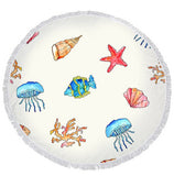 Cute Cartoon Sea Animal Fish Dolphin Thick Terry Cloth Microfiber Round Beach Towel Serviette De Plage Bain Toalla Microfibra