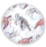 Cute Cartoon Sea Animal Fish Dolphin Thick Terry Cloth Microfiber Round Beach Towel Serviette De Plage Bain Toalla Microfibra