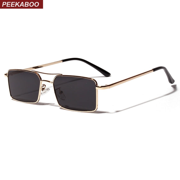 Peekaboo gold rectangular sunglasses men 2019 metal frame men retro small square sun glasses for women retro uv400 clear lens